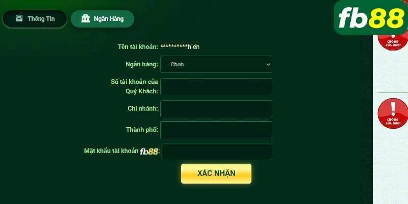 Rút tiền cần cung cấp thông tin chính xác về tài khoản nhận thưởng.