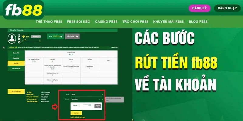 Các bước chi tiết rút tiền FB88 tân thủ cần tuân thủ.