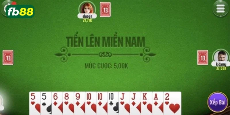 Tiến Lên Miền Nam luôn nằm trong top game casino trực tuyến đáng chơi bậc nhất tại FB88.  